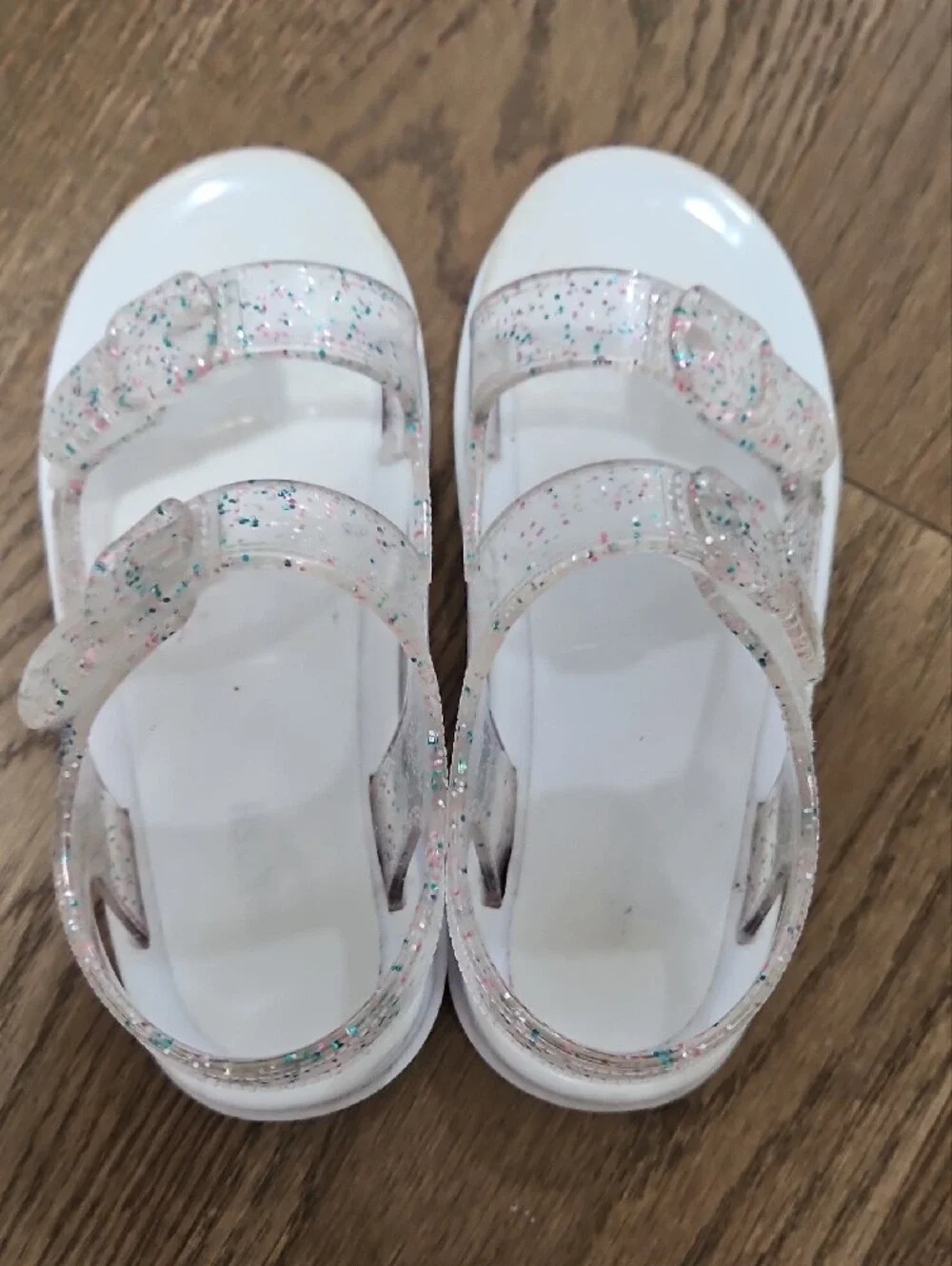 OshKosh B'gosh Clear Glitter Jelly Sandals - White with Multicolor Sparkle